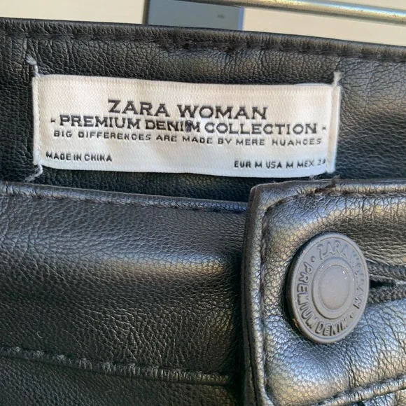 NEW Zara faux leather skinny jeans pants medium - Picture 4 of 7